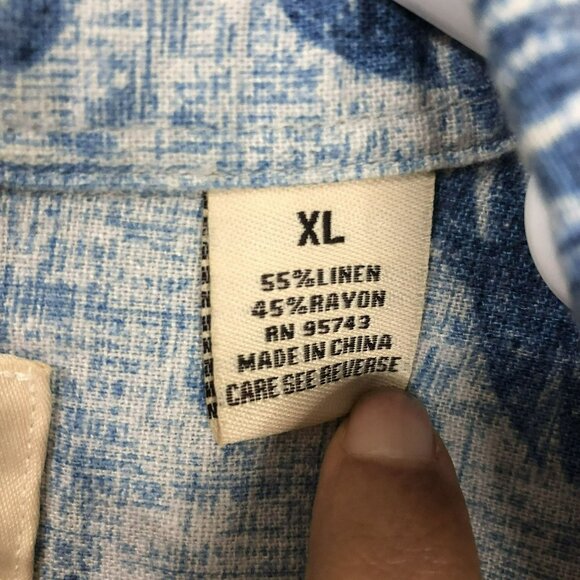 Vintage Silk Shirt Hawaiian Lightweight Fabric Linen Blend Casual Fit Size XL - Picture 10 of 13